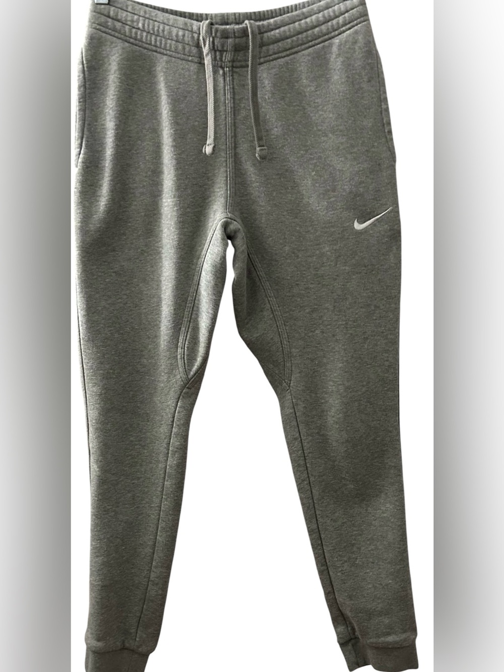 Nike Men’s Small Gray Fleece Jogger Pants Cotton Blend Drawstring Tapered Leg